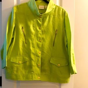Chico’s Bomber Style Linen Jacket. Sz 2 (US 12)